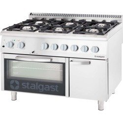 Gas cooker, 6-burner with electric oven, 32.5+7 kW, G20 9718110 STALGAST