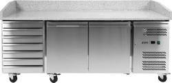 REFRIGERATED PIZZA TABLE 580L 2-DOOR 7 DRAWERS GRANITE TOP | YG-05310