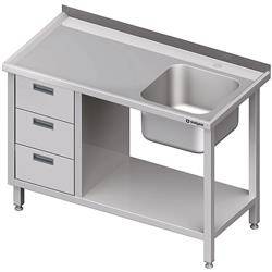 Table with 1-bowl sink.(P), with a block of three drawers and a shelf 1000x600x850 mm STALGAST MEBLE 982366100