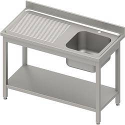 Table with 1-bowl sink.(P),with shelf 1000x600x850 mm bolted, pressed top, canned edge 100x15x10 STALGAST MEBLE 984466100