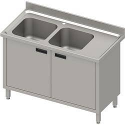 Table with 2 compartment sink.(L),hinged door 1200x600x850 mm, pressed top,canned edge 100x15x10 STALGAST MEBLE 984636120