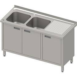 Table with 2 compartment sink.(L),hinged door 1400x600x850 mm, pressed top STALGAST MEBLE 983986140