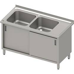 Table with 2 compartment sink.(L),sliding door 1300x700x850 mm, pressed top STALGAST MEBLE 984017130