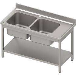 Table with 2 compartment sink.(L),with shelf 1100x600x850 mm bolted, pressed top, canned edge 100x15x10 STALGAST MEBLE 984606110