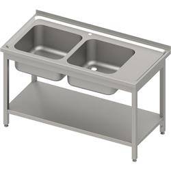 Table with 2 compartment sink.(L),with shelf 1200x600x850 mm bolted, pressed top STALGAST MEBLE 983176120