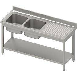 Table with 2 compartment sink.(L),with shelf 1500x600x850 mm bolted, pressed top, canned edge 100x15x10 STALGAST MEBLE 984606150