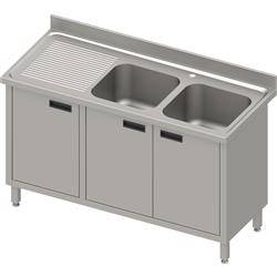 Table with 2 compartment sink.(P),Swing door 1500x600x850 mm, pressed top,canned edge 100x15x10 STALGAST MEBLE 984626150