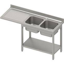 Table with 2 compartment sink.(P) and space for refrigerator or dishwasher 1600x600x900 mm welded, pressed top,canned edge 100x15x10 STALGAST MEBLE 984916160