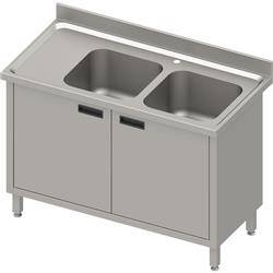 Table with 2 compartment sink.(P),hinged door 1100x600x850 mm, pressed top,canned edge 100x15x10 STALGAST MEBLE 984626110