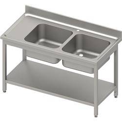 Table with 2 compartment sink.(P),with shelf 1100x600x850 mm welded, pressed top, canned edge 100x15x10 STALGAST MEBLE 984596110S