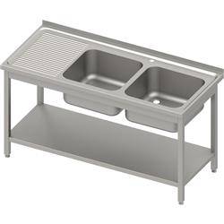 Table with 2 compartment sink.(P),with shelf 1400x600x850 mm bolted, pressed top STALGAST MEBLE 983166140