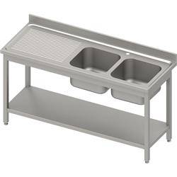 Table with 2 compartment sink.(P),with shelf 1500x600x850 mm welded, pressed top, canned edge 100x15x10 STALGAST MEBLE 984596150S