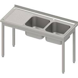 Table with 2 compartment sink.(P),without shelf 1300x600x850 mm bolted, pressed top STALGAST MEBLE 983916130