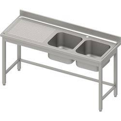 Table with 2 compartment sink.(P),without shelf 1600x700x850 mm, pressed top, canned edge 100x15x10 STALGAST MEBLE 984557160