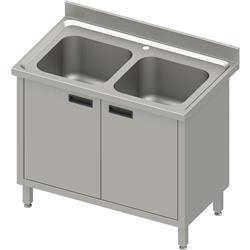 Table with 2 compartment sink., hinged door 1000x600x850 mm, pressed table top,canned edge 100x15x10 STALGAST MEBLE 984616100