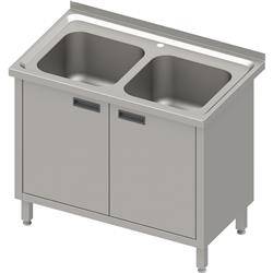 Table with 2 compartment sink., hinged door 1000x600x850 mm, pressed top STALGAST MEBLE 983966100