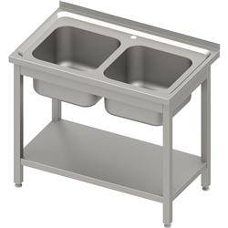 Table with 2 compartment sink., with shelf 1000x600x850 mm bolted, pressed top STALGAST MEBLE 983956100