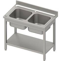 Table with 2 compartment sink.with shelf 1000x600x850 mm welded, pressed table top, canned edge 100x15x10 STALGAST MEBLE 984586100S