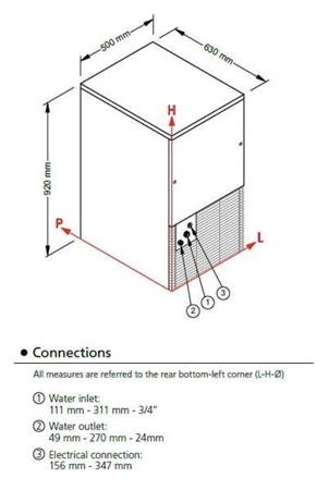 Frozen Dice ice cube maker | with ice cube dispenser | 44kg/24h | air cooling system | D90A