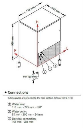 Frozen Run ice cube maker | 105kg/24h | air cooling system | CVC230A