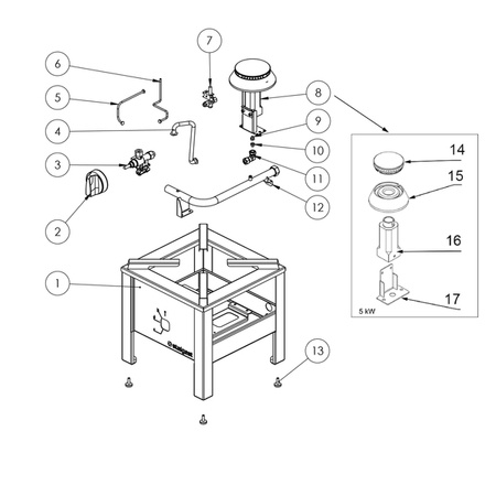 Gas stool, single, auxiliary, Standard line, 5 kW, G30 773051 STALGAST