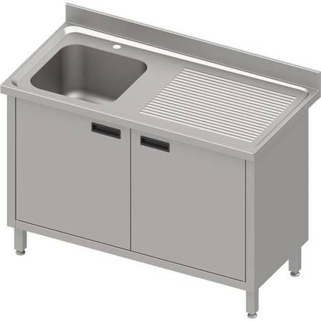 Table with 1-bowl sink.(L),hinged door 1100x600x850 mm, pressed top,canned edge 100x15x10 STALGAST MEBLE 984506110