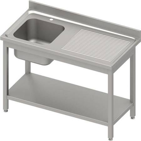 Table with 1-bowl sink.(L),with shelf 1400x600x850 mm welded, pressed top, canned edge 100x15x10 STALGAST MEBLE 984476140S