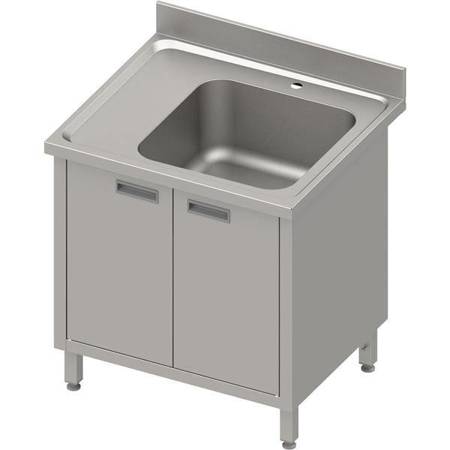 Table with 1-bowl sink.(P),hinged door 800x600x850 mm, pressed top,canned edge 100x15x10 STALGAST MEBLE 984496080