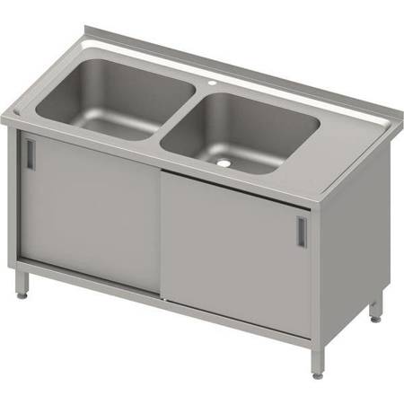 Table with 2 compartment sink.(L),sliding door 1200x600x850 mm, pressed top STALGAST MEBLE 984016120