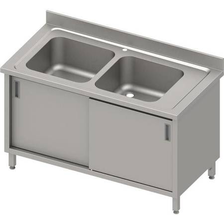 Table with 2 compartment sink.(L),sliding door 1200x600x850 mm, pressed top,canned edge 100x15x10 STALGAST MEBLE 984666120