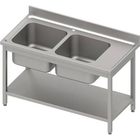 Table with 2 compartment sink.(L),with shelf 1200x600x850 mm welded, pressed top, canned edge 100x15x10 STALGAST MEBLE 984606120S