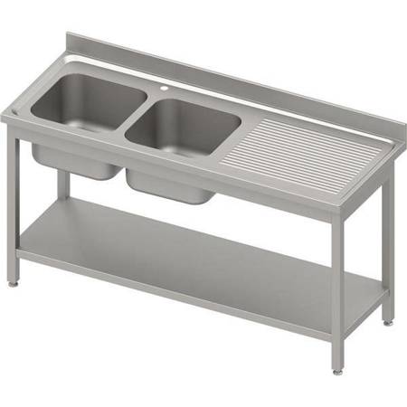 Table with 2 compartment sink.(L),with shelf 1500x600x850 mm bolted, pressed top, canned edge 100x15x10 STALGAST MEBLE 984606150