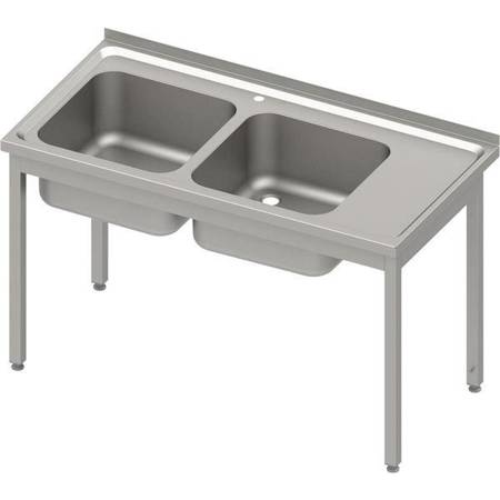 Table with 2 compartment sink.(L),without shelf 1100x600x850 mm bolted, pressed top STALGAST MEBLE 983936110