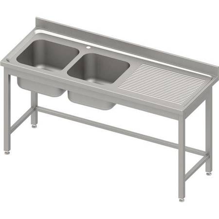 Table with 2 compartment sink.(L),without shelf 1800x600x850 mm, pressed top, canned edge 100x15x10 STALGAST MEBLE 984576180