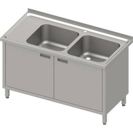 Table with 2 compartment sink.(P),hinged door 1100x700x850 mm, pressed top STALGAST MEBLE 983977110