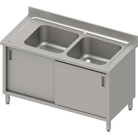 Table with 2 compartment sink.(P),sliding door 1100x600x850 mm, pressed top,canned edge 100x15x10 STALGAST MEBLE 984656110