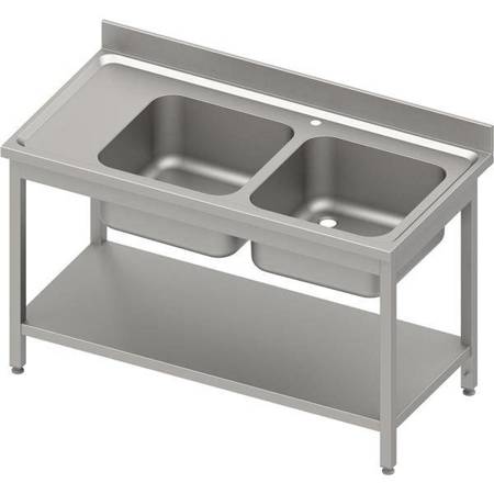 Table with 2 compartment sink.(P),with shelf 1300x600x850 mm welded, pressed top, canned edge 100x15x10 STALGAST MEBLE 984596130S