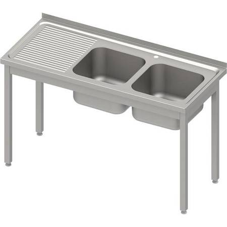 Table with 2 compartment sink.(P),without shelf 1100x700x850 mm bolted, pressed top STALGAST MEBLE 983917110