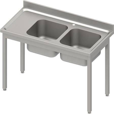 Table with 2 compartment sink.(P),without shelf 1100x700x850 mm bolted, pressed top, canned edge 100x15x10 STALGAST MEBLE 984547110