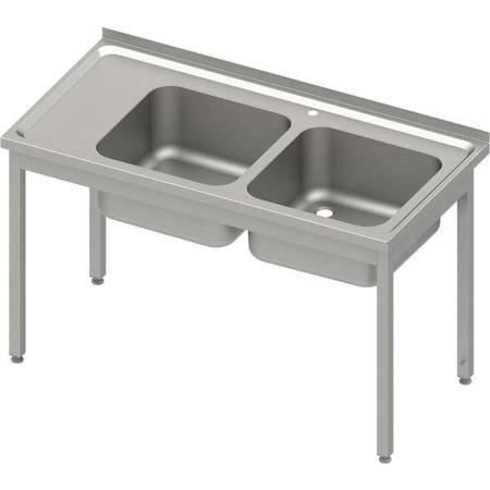 Table with 2 compartment sink.(P),without shelf 1200x600x850 mm welded, pressed top STALGAST MEBLE 983916120S