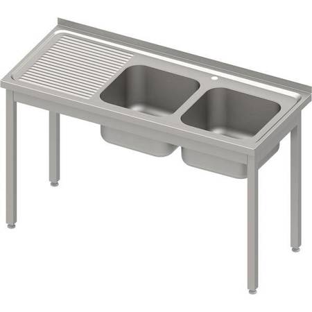 Table with 2 compartment sink.(P),without shelf 1400x600x850 mm bolted, pressed top STALGAST MEBLE 983916140