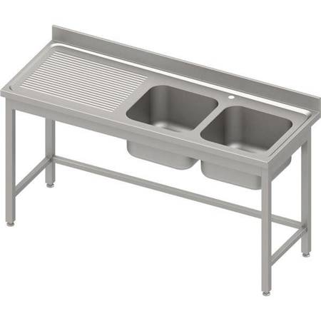 Table with 2 compartment sink.(P),without shelf 1600x600x850 mm, pressed top, canned edge 100x15x10 STALGAST MEBLE 984556160