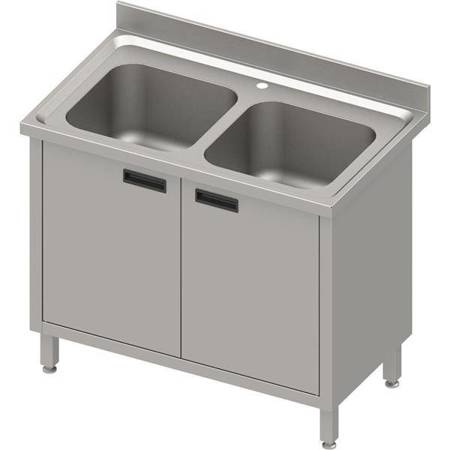 Table with 2 compartment sink., hinged door 1000x600x850 mm, pressed table top,canned edge 100x15x10 STALGAST MEBLE 984616100