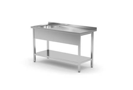 Table with one sink with shelf, right-handed - bolted, with dimensions.1000x700x(H HENDI 812938