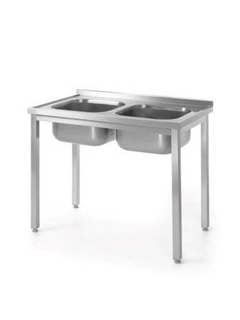 Table with two sinks - bolted, with dimensions. 1000x600x(H)850 mm HENDI 811580