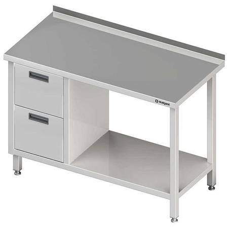 Wall table with two drawer block (L),and shelf 1500x700x850 mm STALGAST MEBLE 980267150