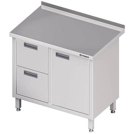 Wall table with two drawer block (L),hinged door 800x700x850 mm STALGAST MEBLE 980307080