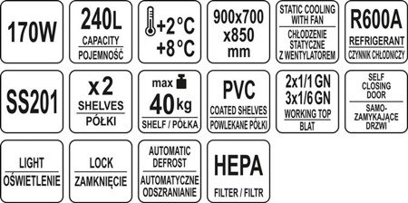 KÜHLTISCH 240L 2 TÜRIG MIT DECKEL | YG-05262