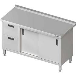 Stół przyścienny z blokiem dwóch szuflad (L),drzwi suwane 1200x600x850 mm STALGAST MEBLE 980346120