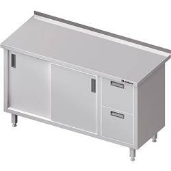 Stół przyścienny z blokiem dwóch szuflad (P),drzwi suwane 1200x700x850 mm STALGAST MEBLE 980357120